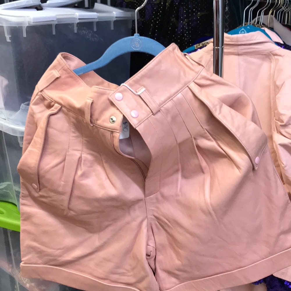 Vintage Pleated Leather Shorts